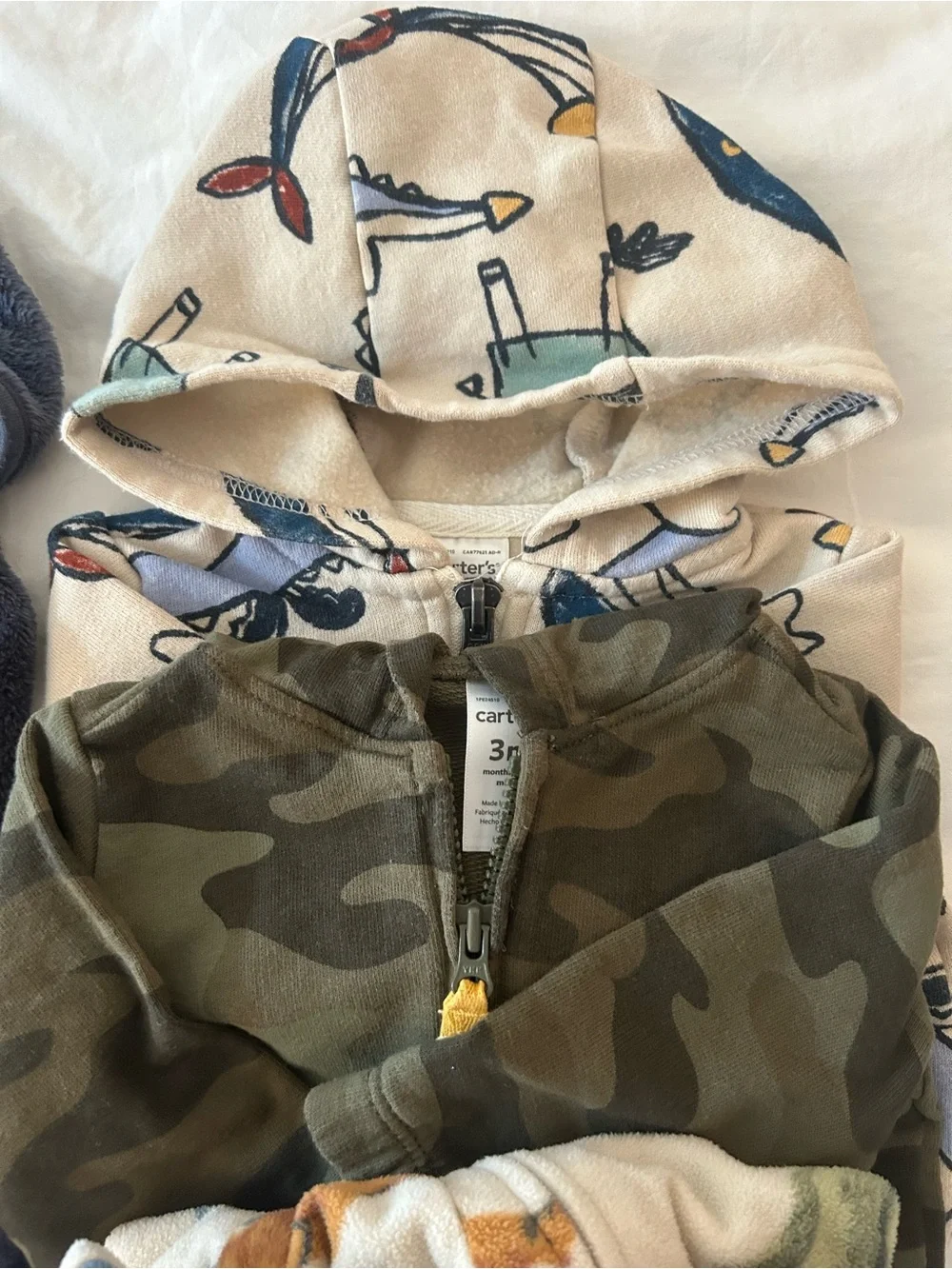 Bundle of 8 Carter’s Baby Boy 3M Clothes Hoodies and Pajamas